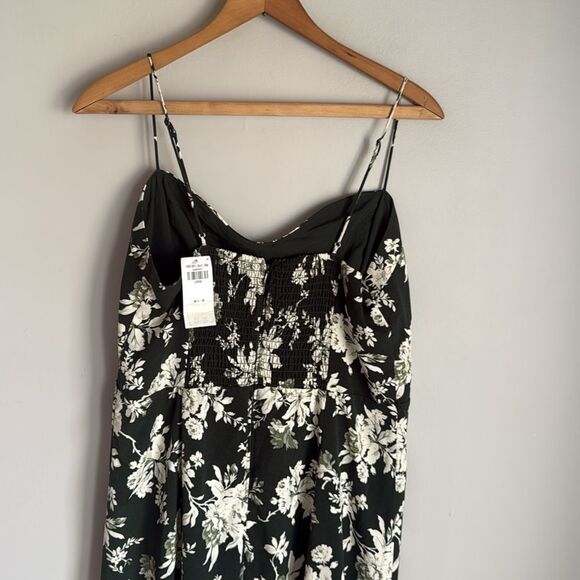 NEW Abercrombie & Fitch High-Slit Midaxi Dress green floral Large - Picture 8 of 15
